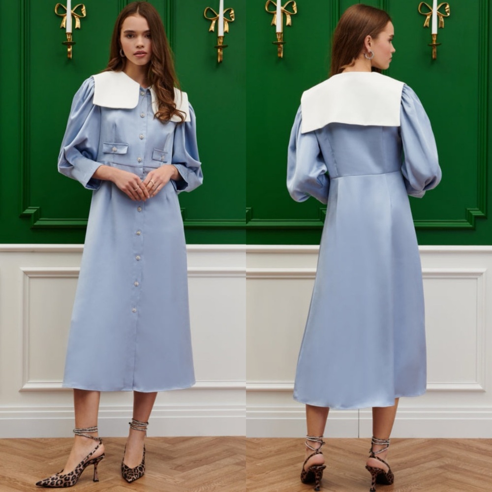 Sister Jane Blue Midi Dress with White Collar